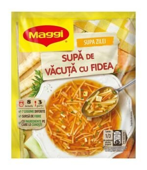 Maggi instant beef noodle soup (Vacuta cu Fidea)